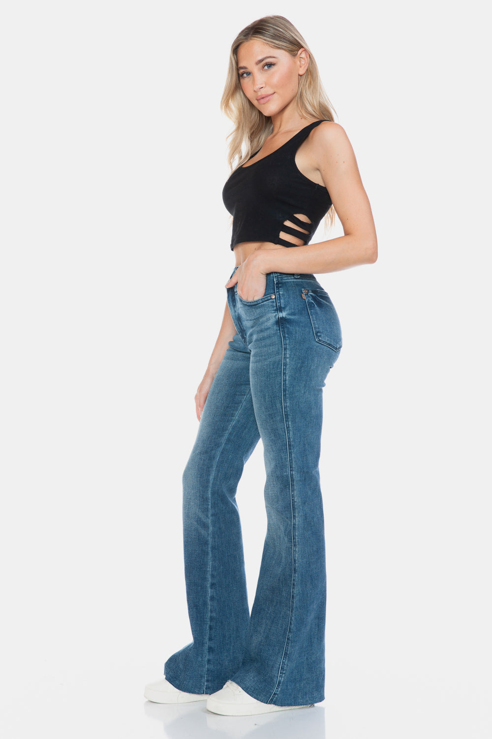 Judy Blue Cut Hem Flare Jeans