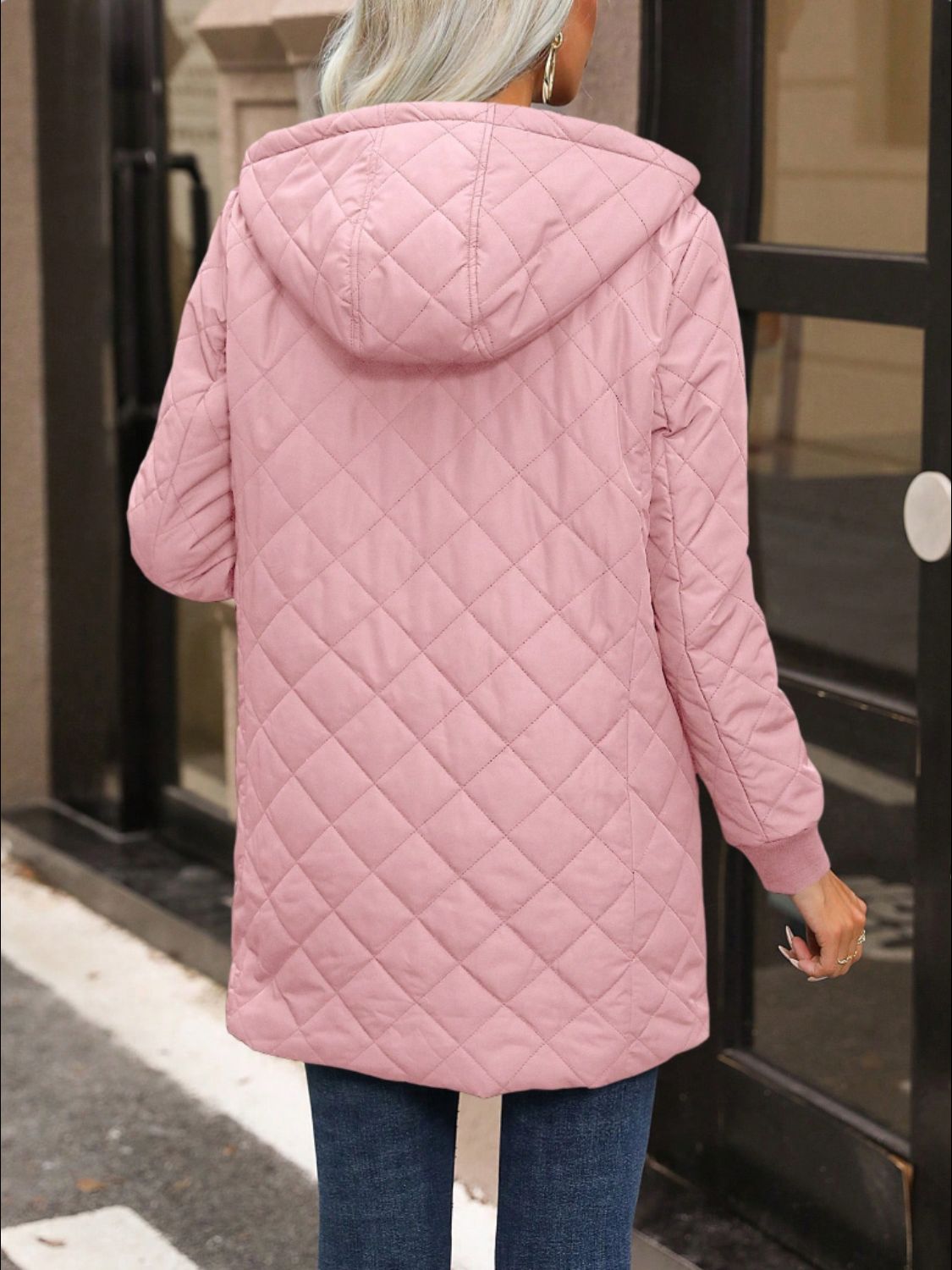 Quilted Zip Up Hooded Jacket