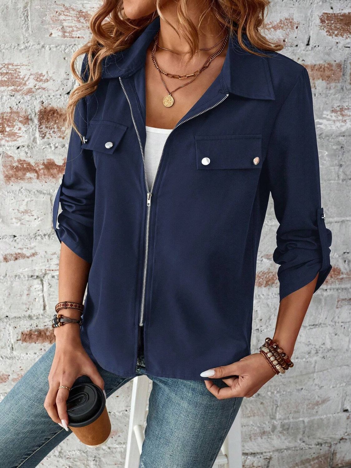 Zip Up Collared Jacket