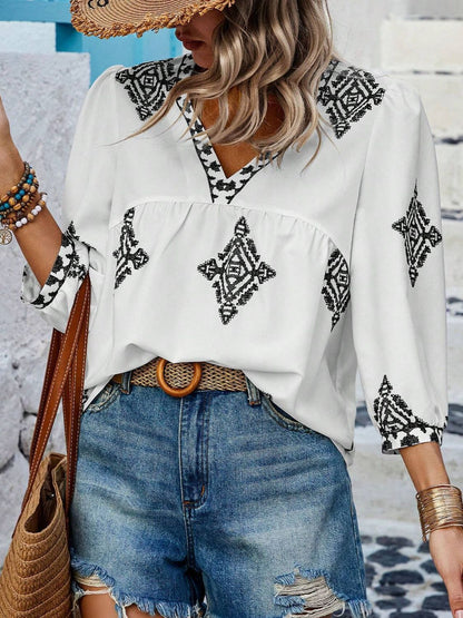 Carlee Three-Quarter Sleeve Blouse