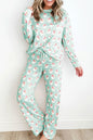 Santa Print Top and Pants Lounge Set