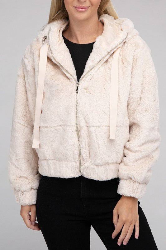 Fluffy Zip-Up Teddy Hoodie