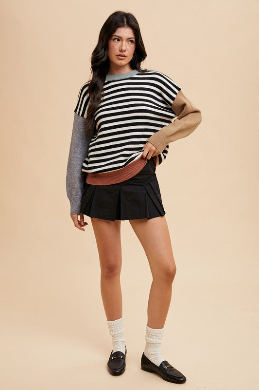 Annie Wear Striped Color Block Sweater