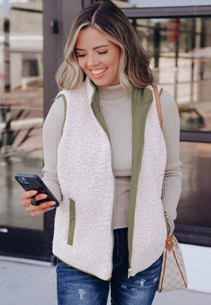 Fuzzy Zip Up Vest