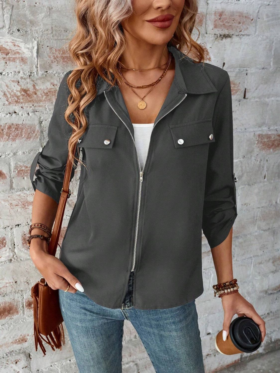 Zip Up Collared Jacket