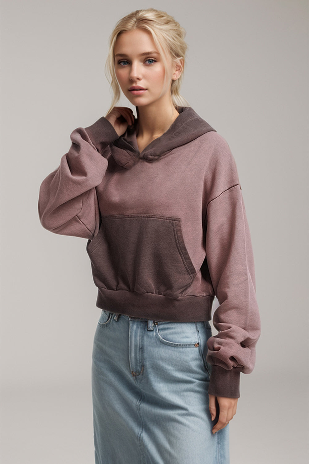 Basic Bae Kangaroo Pocket Cropped Hoodie