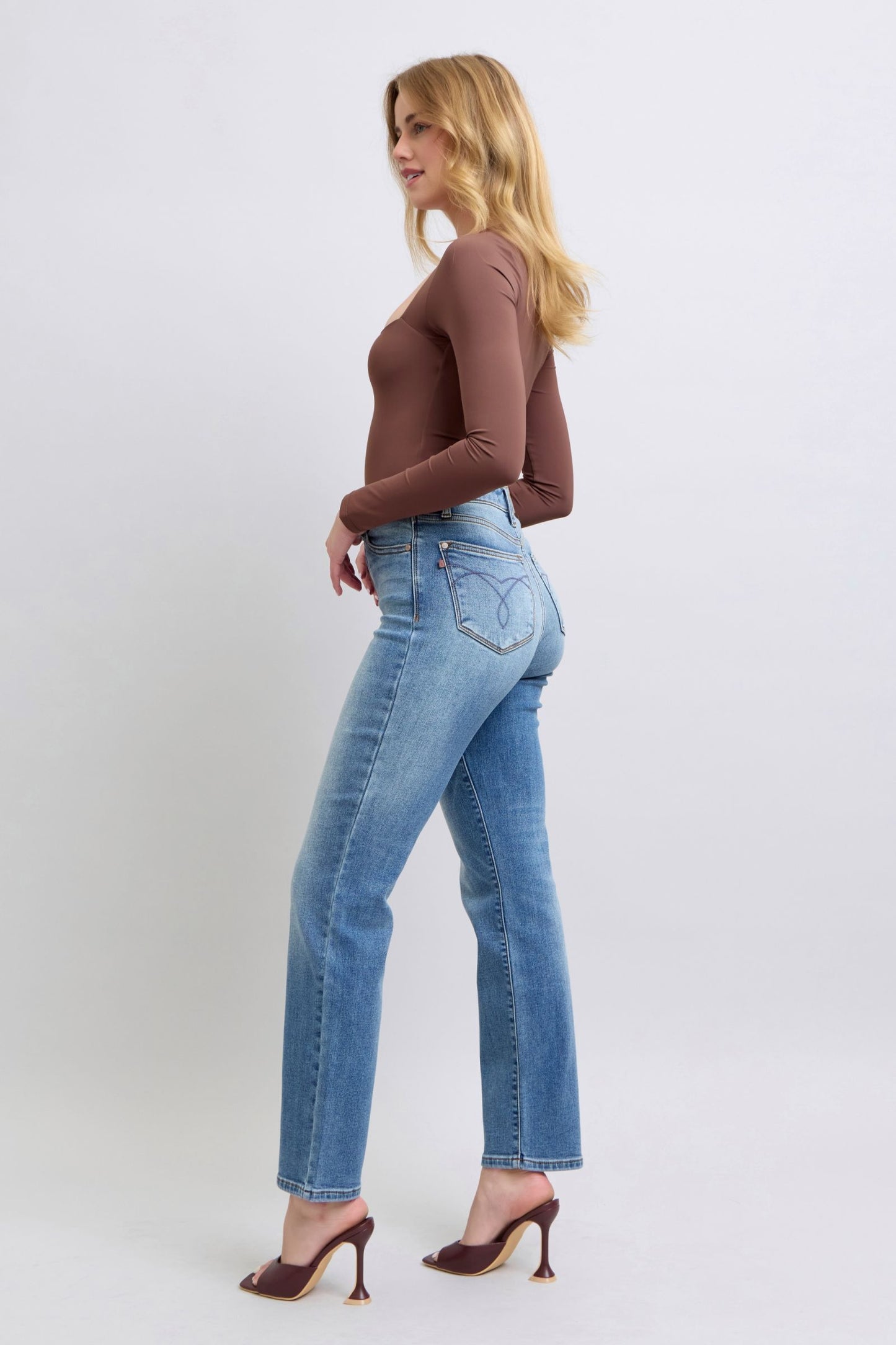 Judy Blue Vintage Wash Thermal Straight Jeans