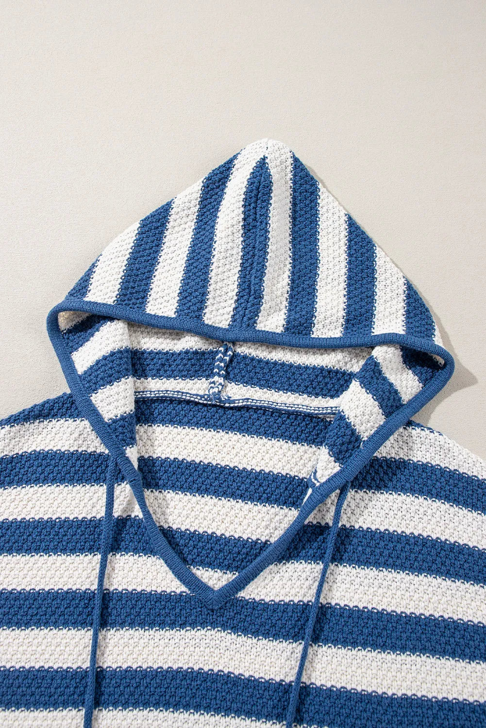 Drawstring Striped Hooded Sweater