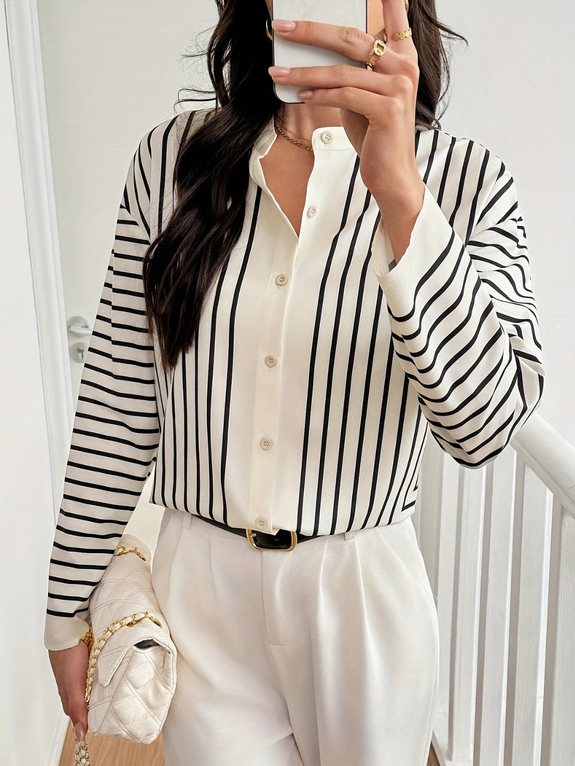 Striped Mock Neck Shirt