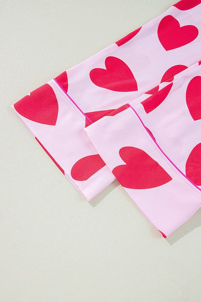 Pink Classic Heart Valentines Pajamas Set