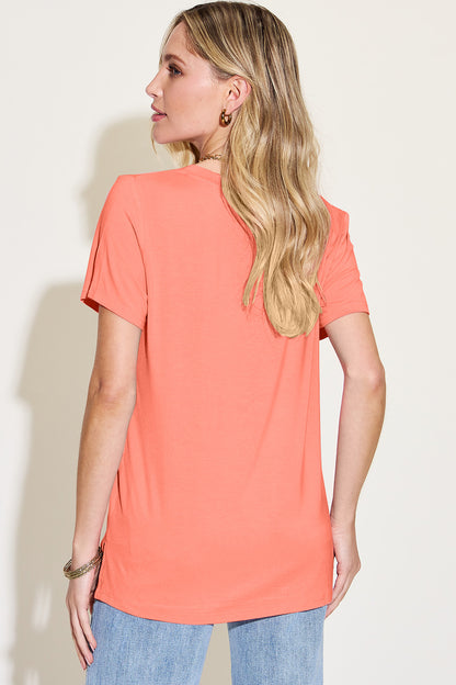 Basic Bae Bamboo V-Neck High-Low T-Shirt