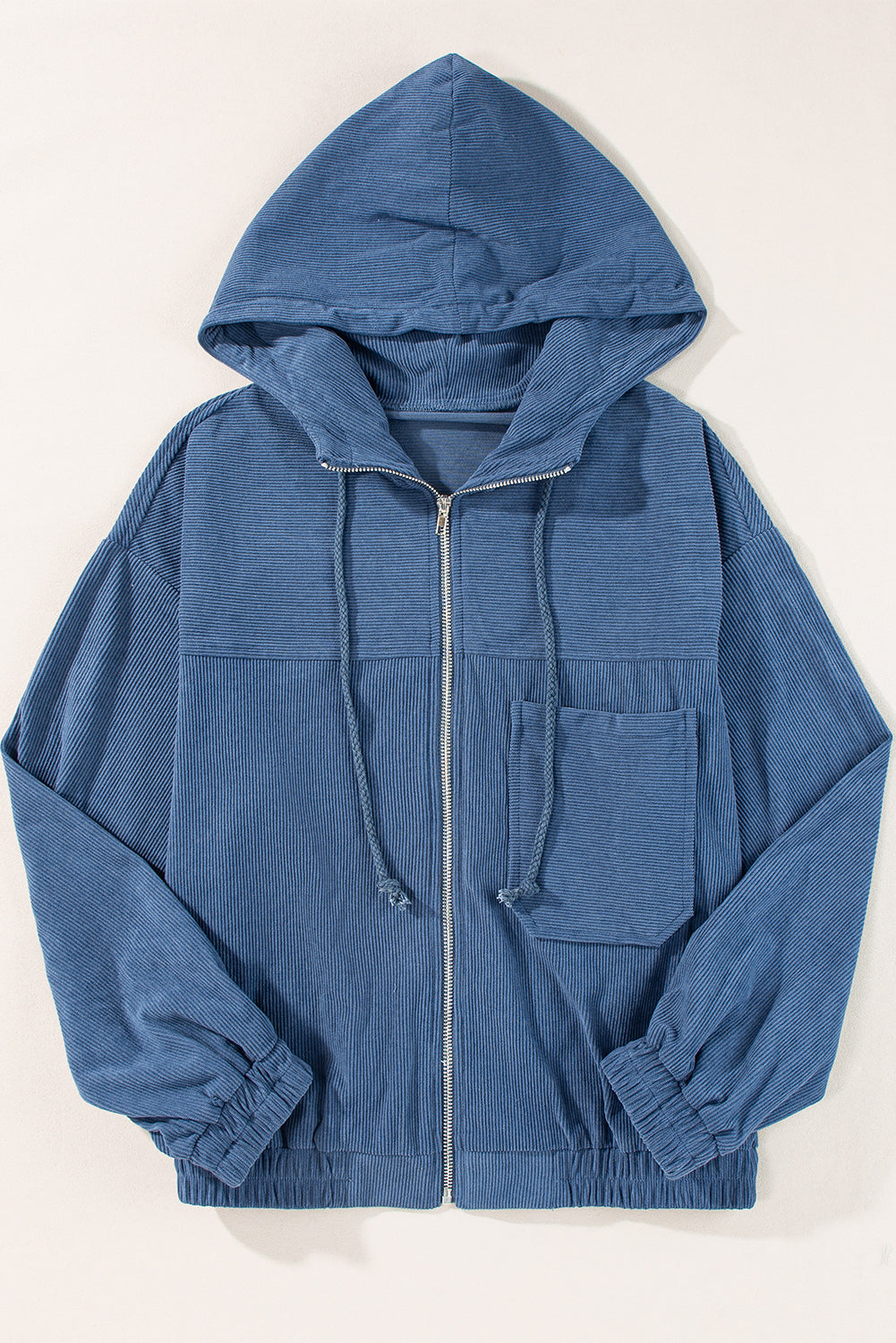 Pocketed Zip Up Hooded Jacket