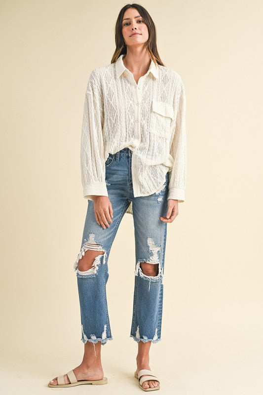 Annie Wear Distressed Raw Hem Cropped Jeans