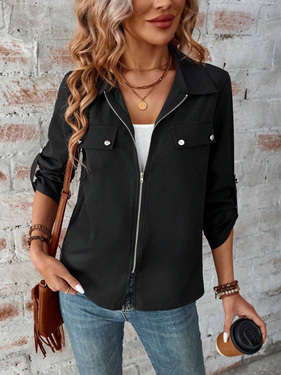 Zip Up Collared Jacket