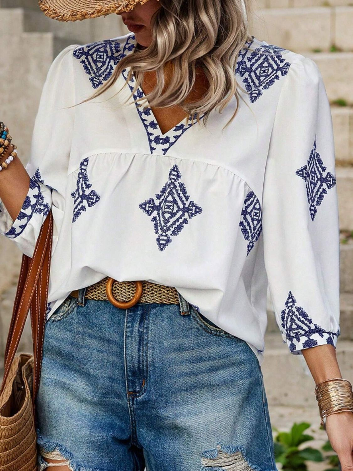 Carlee Three-Quarter Sleeve Blouse