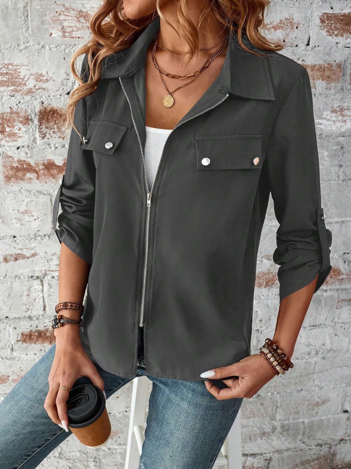 Zip Up Collared Jacket