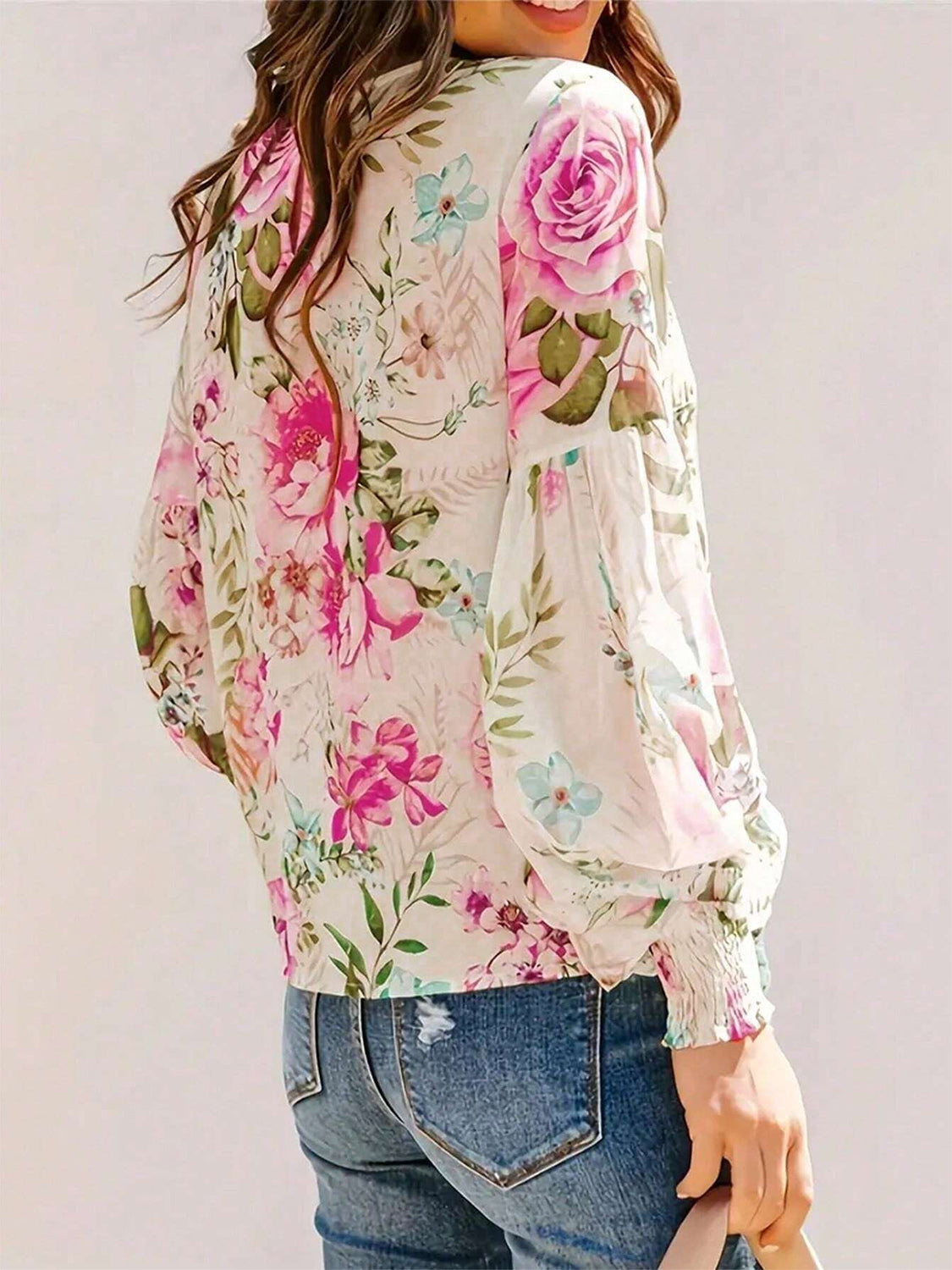 Printed Lantern Blouse