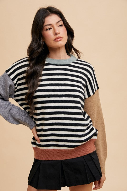 Annie Wear Striped Color Block Sweater