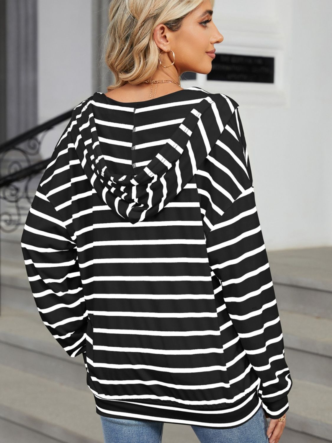 Demi Drawstring Striped Hoodie