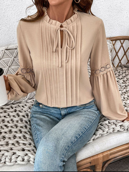 Perfee Frill Tie Blouse