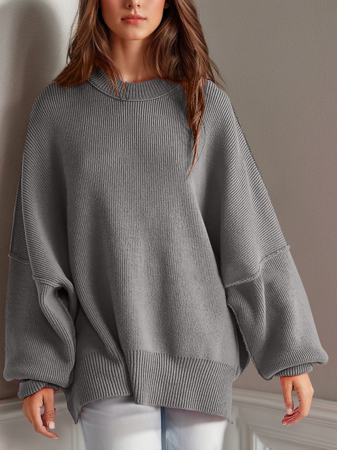 Double Take Side Slit Sweater