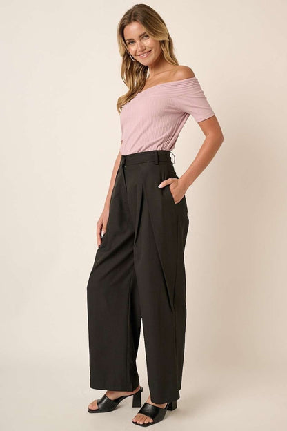 Mittoshop Pleated High Waisted Wide Leg Pants