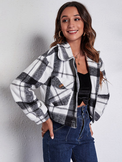 Plaid Button Front Jacket