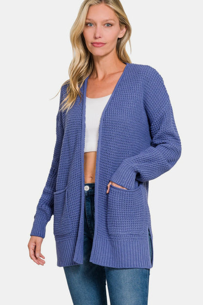 Zenana Waffle Open Front Cardigan