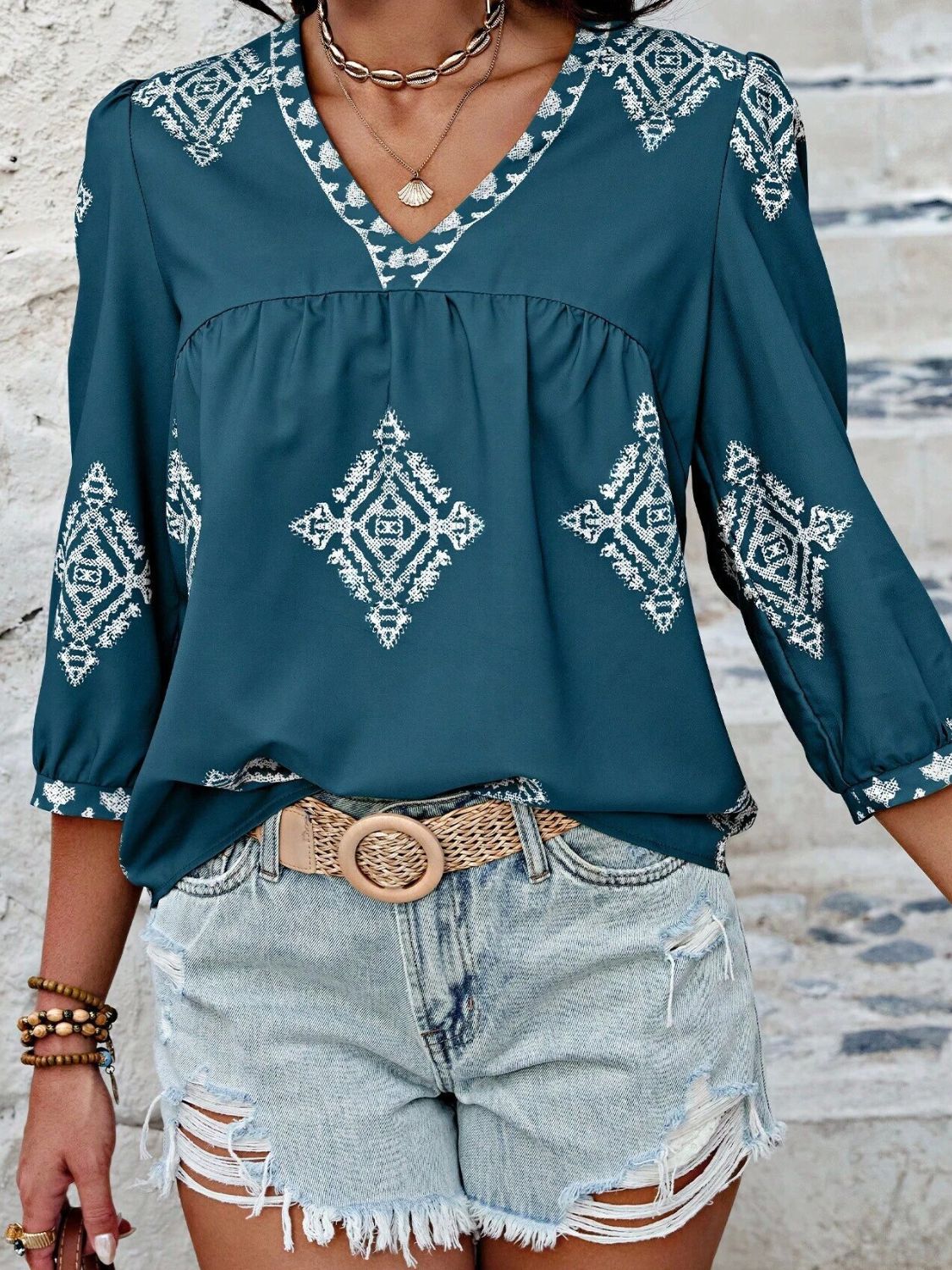 Carlee Three-Quarter Sleeve Blouse