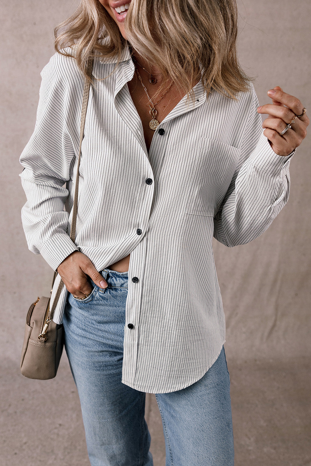 Stacee Striped Collared Shirt