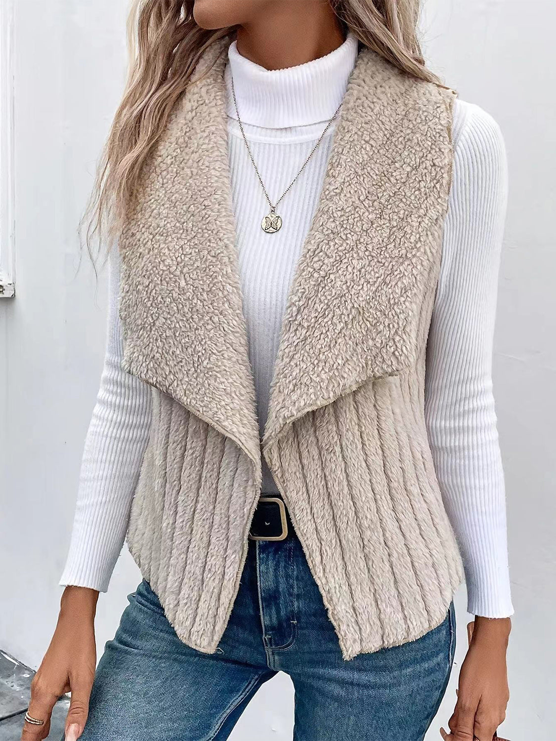 Open Front Fuzzy Vest