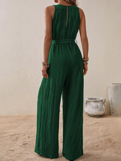 Honey Tied Sleeveless Wide Leg Jumpsuit