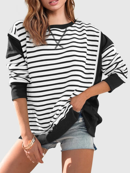 Riley Exposed Seam Striped Sweatshirt