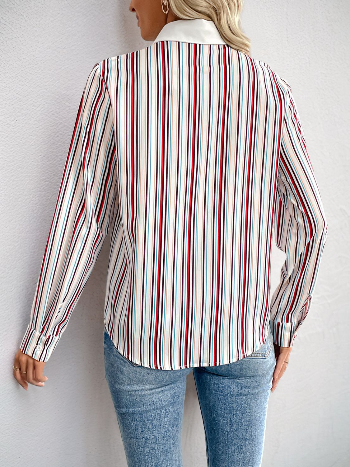 Perfee Contrast Striped Top