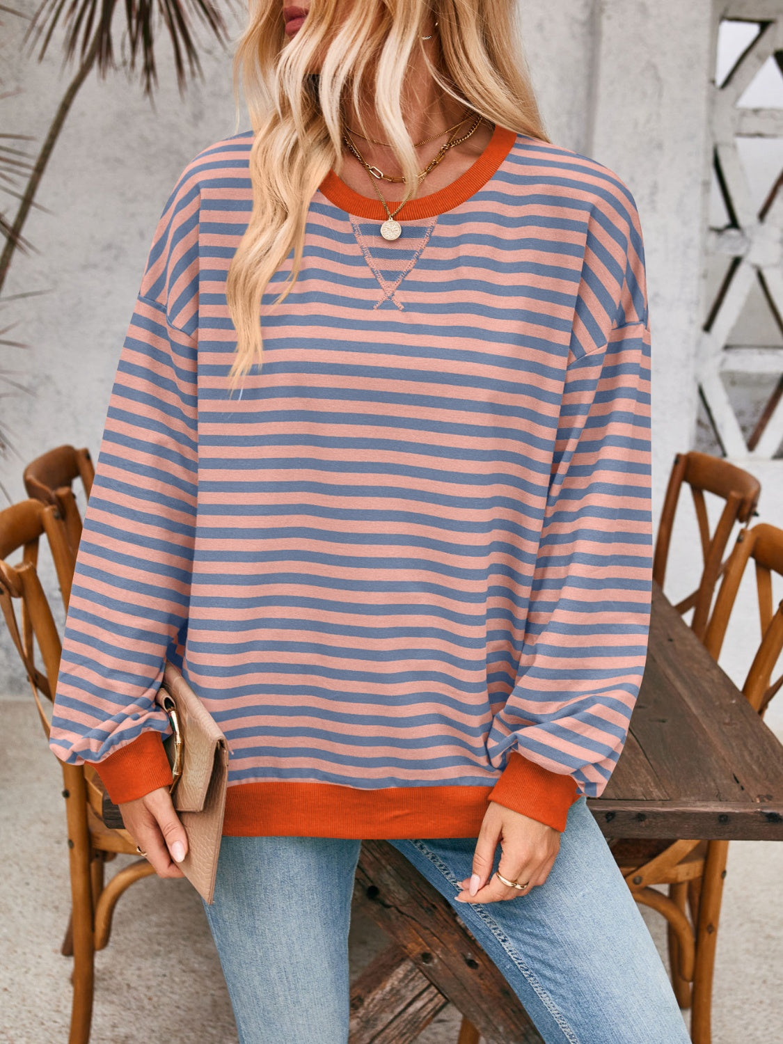 Lovelet Contrast Striped Sweatshirt