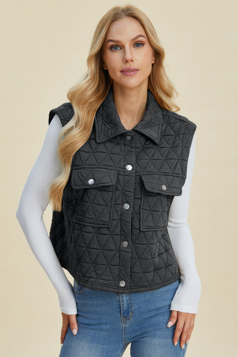 Double Take Texture Snap Vest