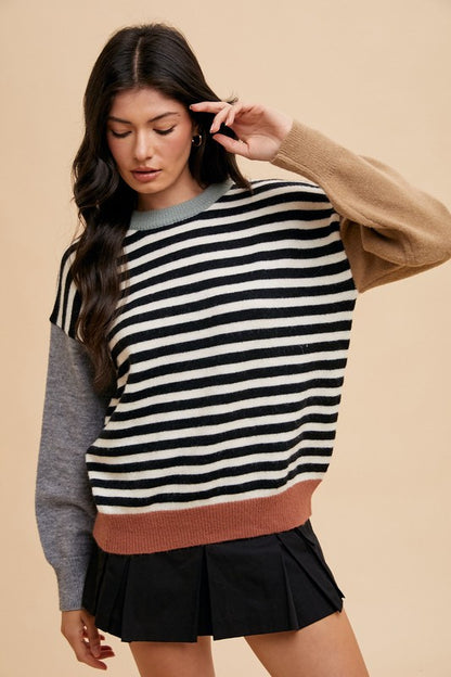 Annie Wear Striped Color Block Sweater