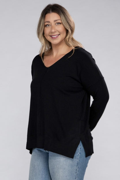 Curvy Front Seam Sweater