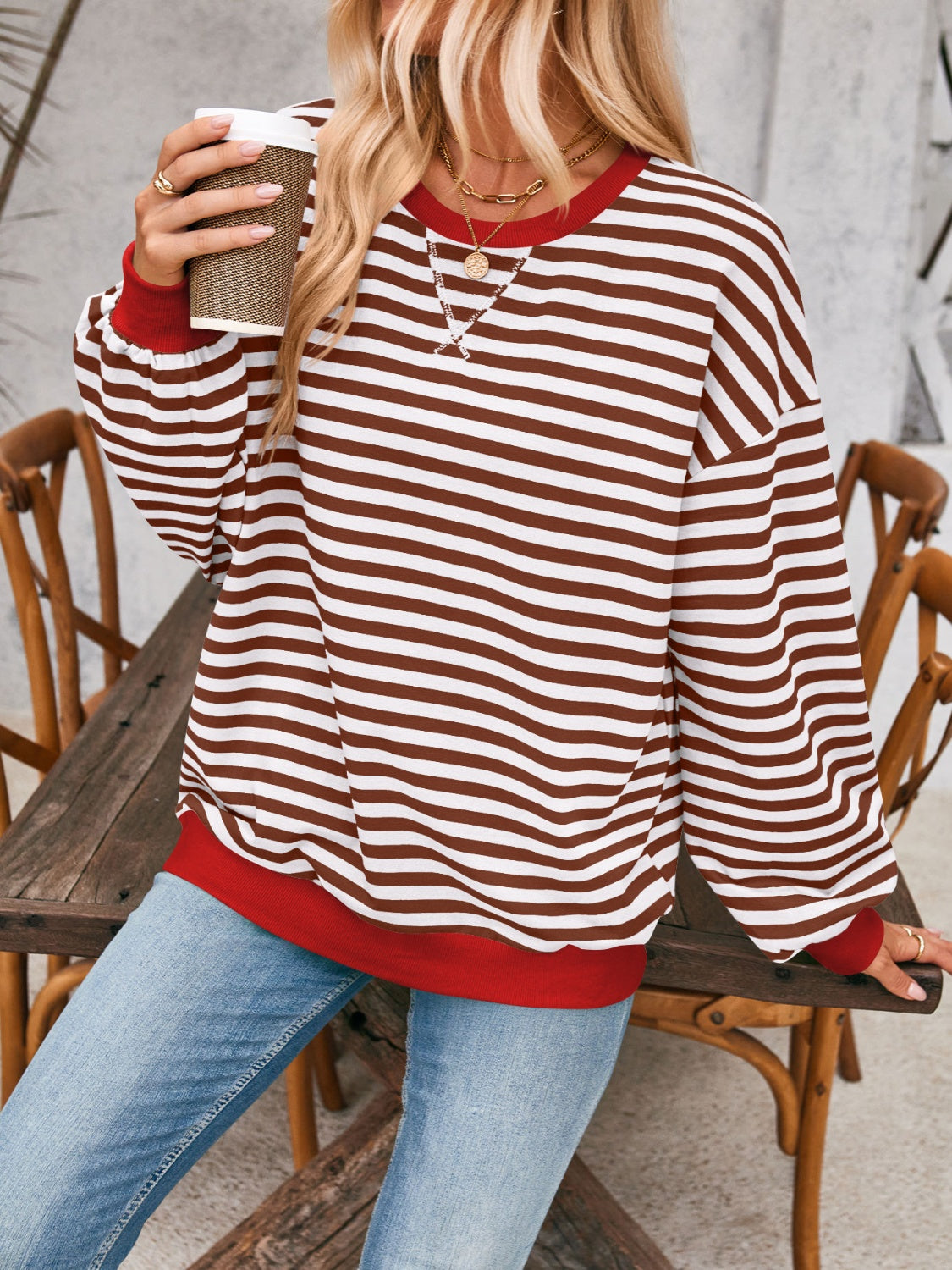 Lovelet Contrast Striped Sweatshirt