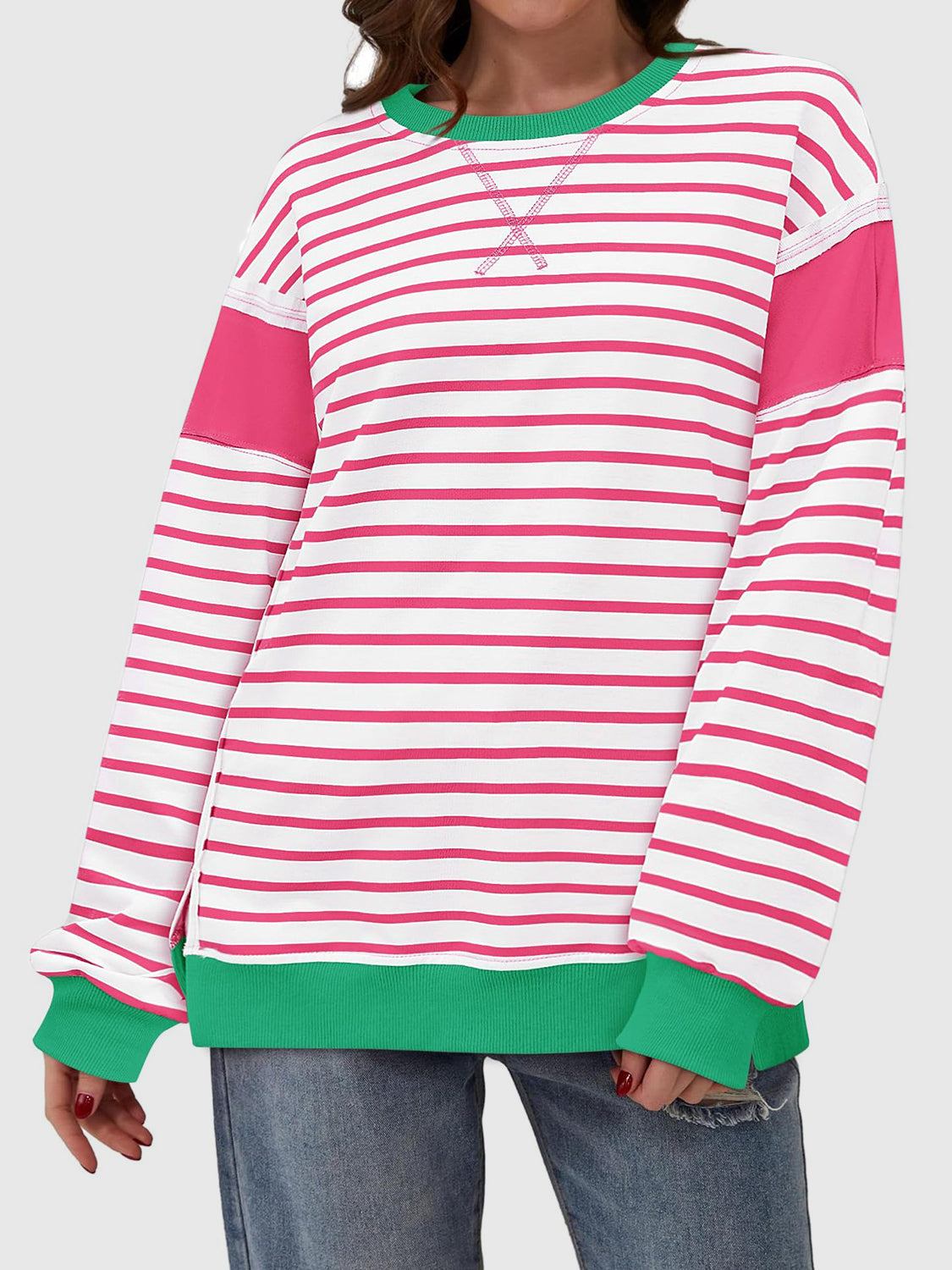 Riley Exposed Seam Striped Sweatshirt