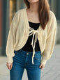 Tied Dropped Shoulder Long Sleeve Cardigan