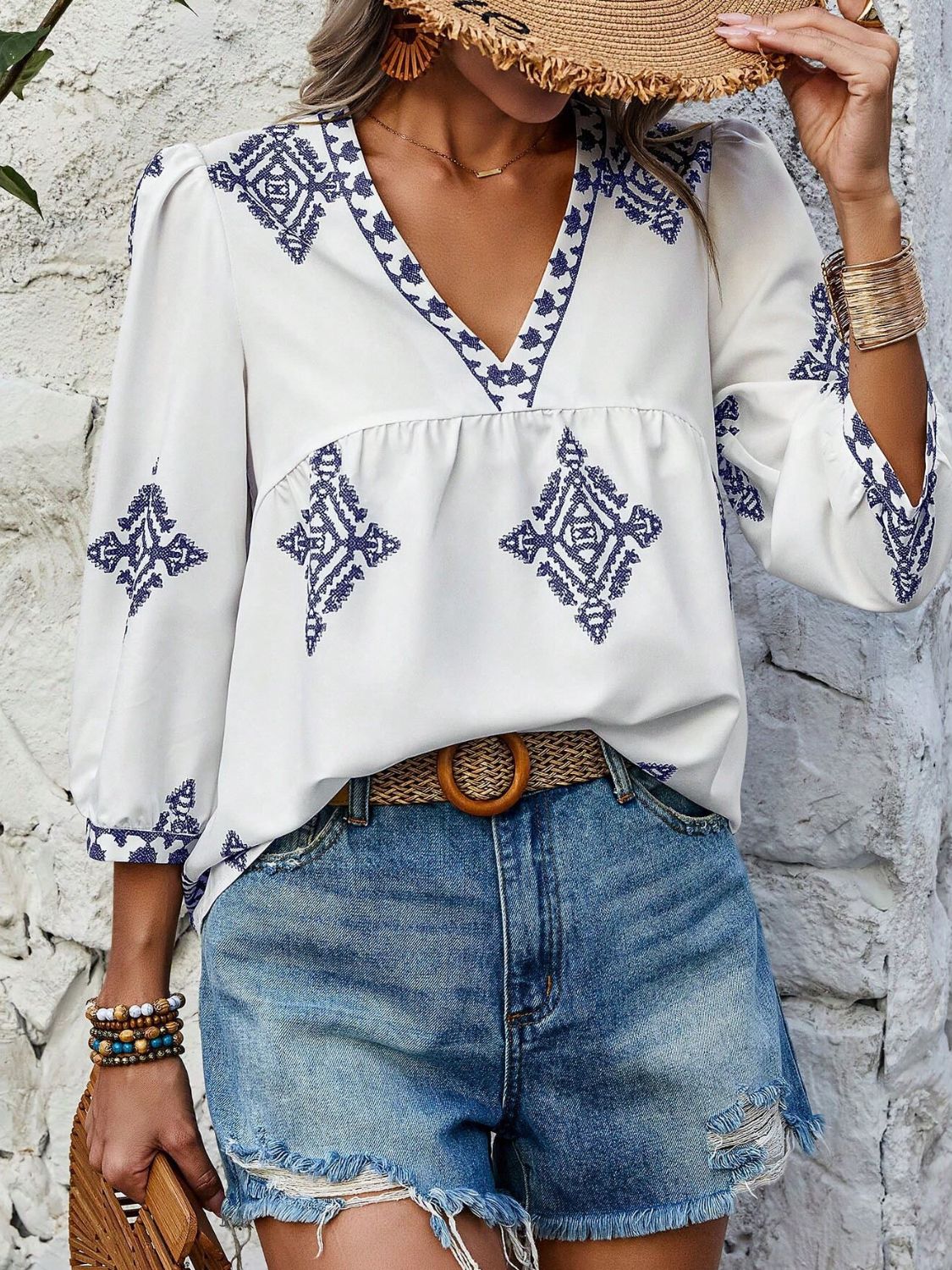 Carlee Three-Quarter Sleeve Blouse