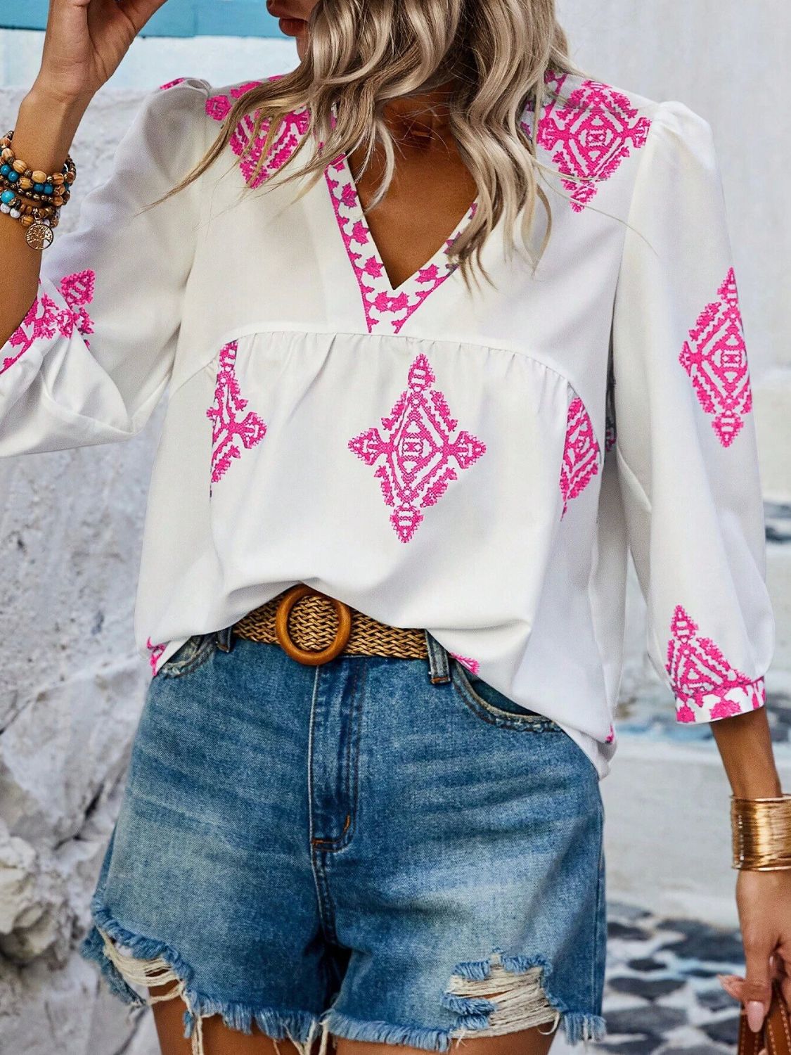 Carlee Three-Quarter Sleeve Blouse