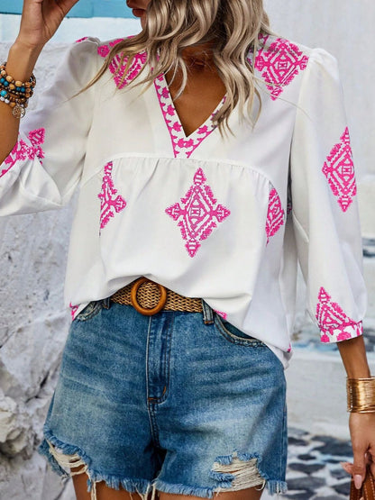 Carlee Three-Quarter Sleeve Blouse