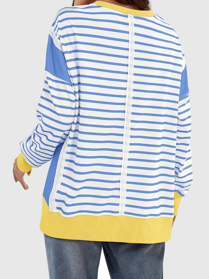 Riley Exposed Seam Striped Sweatshirt