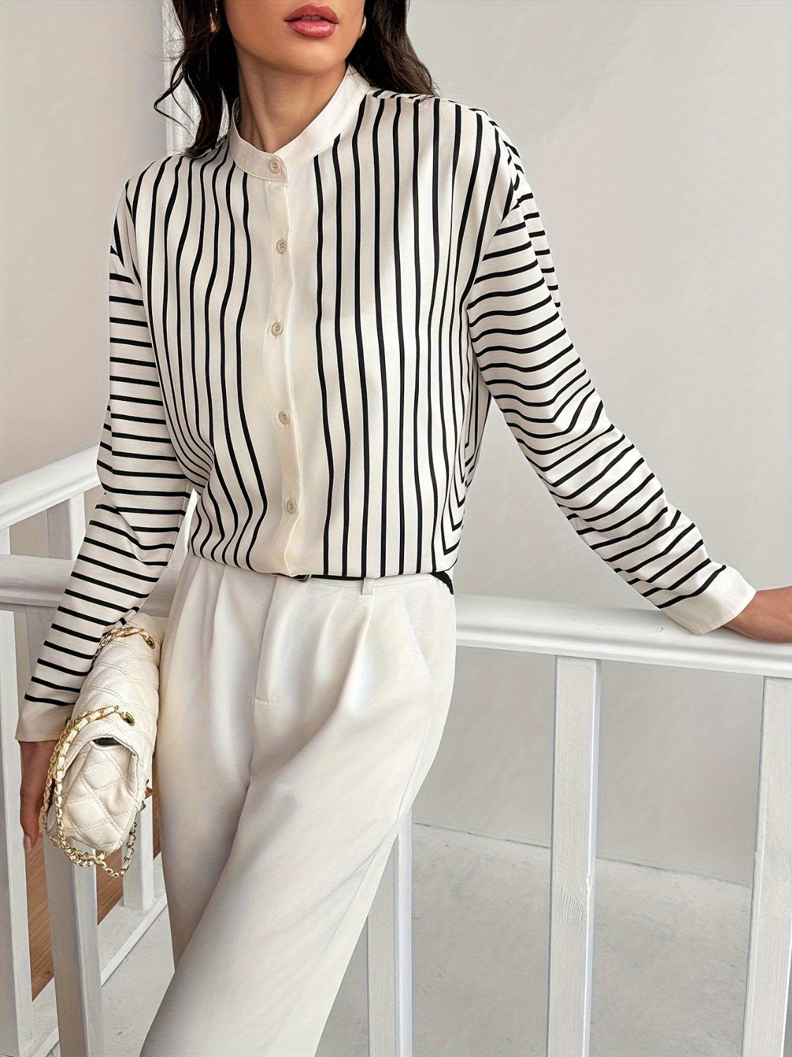 Striped Mock Neck Shirt