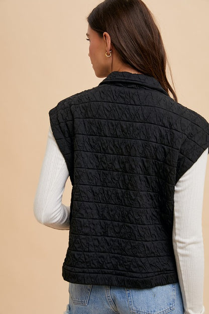 Annie Wear Texture Quilted Snap Down Vest