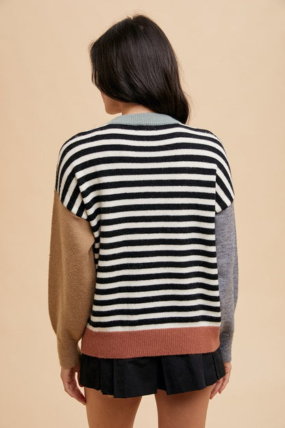 Annie Wear Striped Color Block Sweater