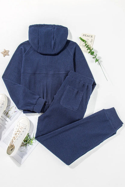 Drawstring Hoodie and Joggers Active Set