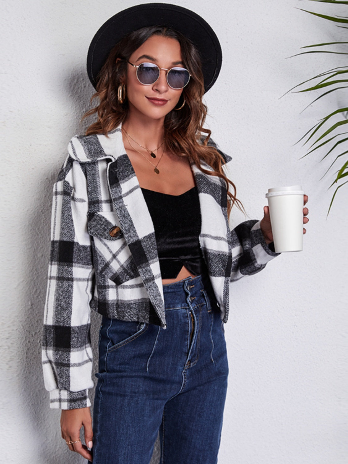 Plaid Button Front Jacket